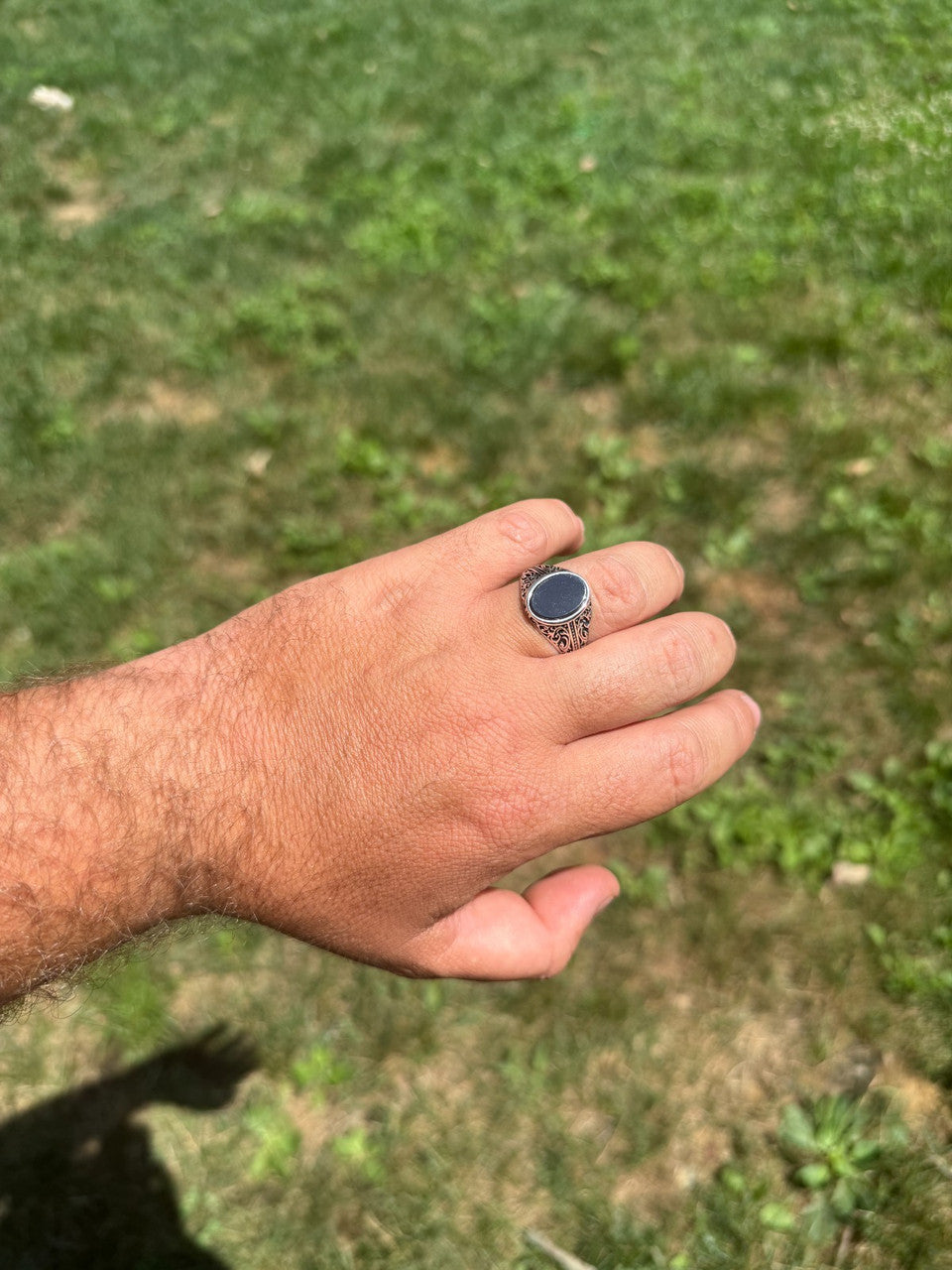 Arabian Nights Ring - 925 Silver Oxidized - Genuine Black Onyx Stone