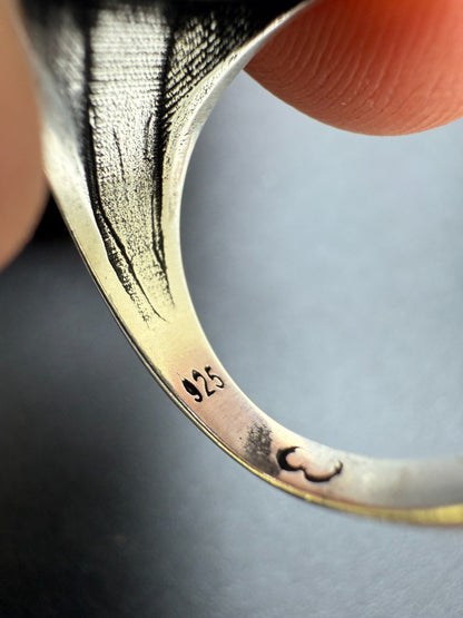 Arabian Nights Ring - 925 Silver Oxidized - Genuine Black Onyx Stone