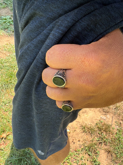 Arabian Nights Ring - 925 Silver Oxidized - Genuine Black Onyx Stone