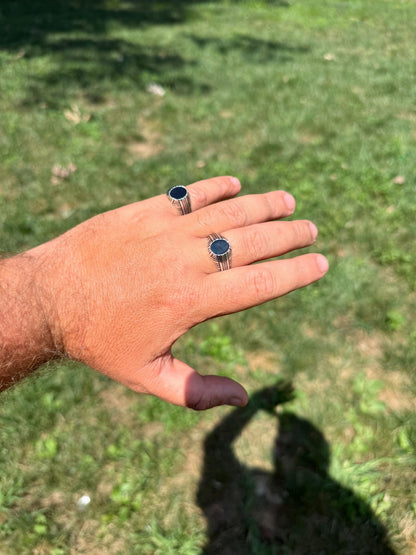 Navajo Tribe Ring - 925 Silver Oxidized - Genuine Black Onyx Stone
