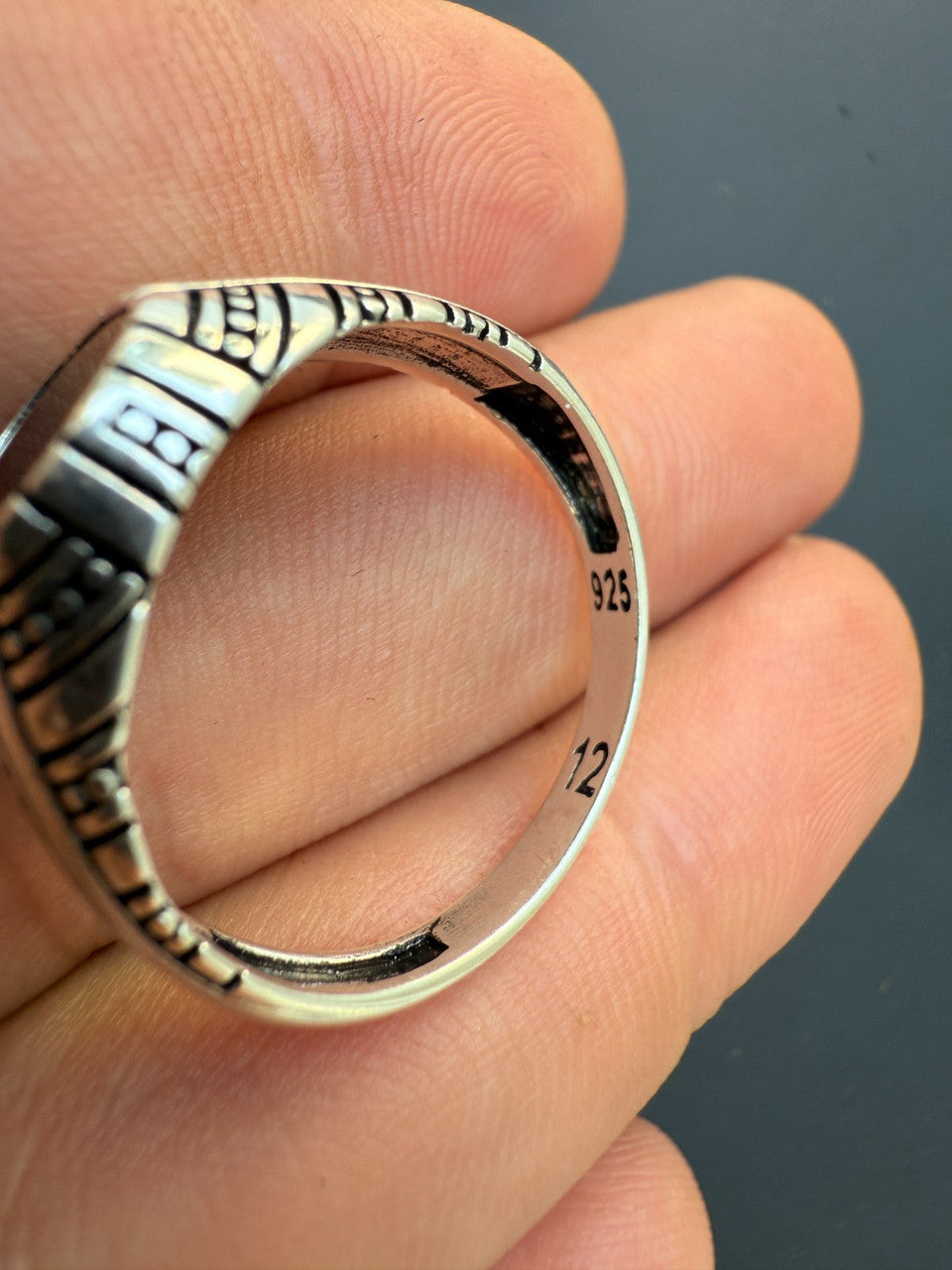 Navajo Tribe Ring - 925 Silver Oxidized - Genuine Black Onyx Stone