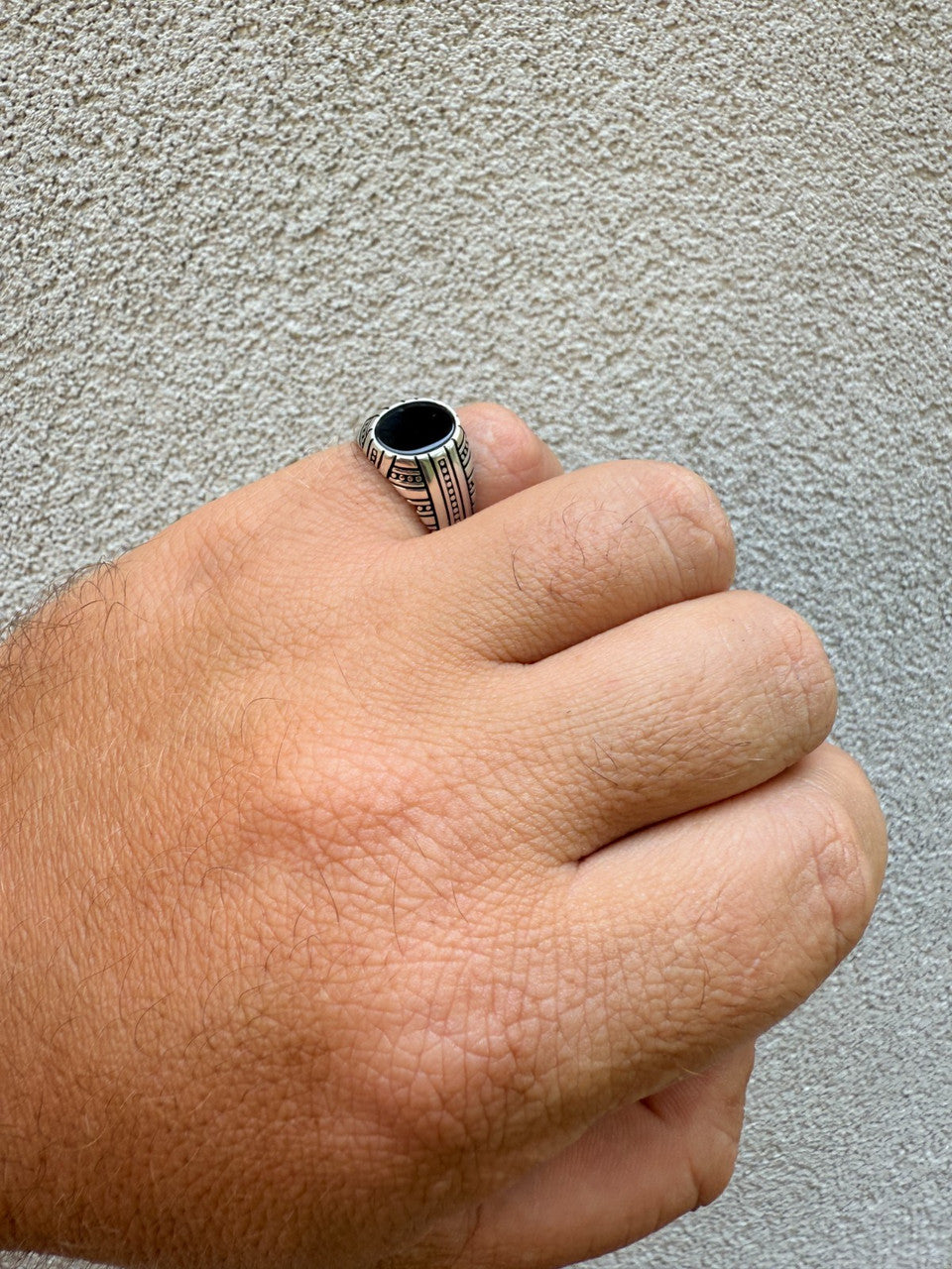 Navajo Tribe Ring - 925 Silver Oxidized - Genuine Black Onyx Stone