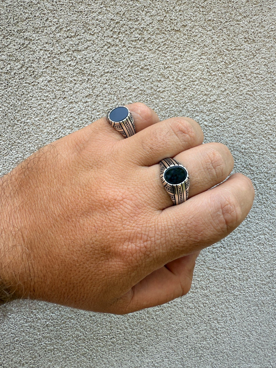 Navajo Tribe Ring - 925 Silver Oxidized - Genuine Black Onyx Stone