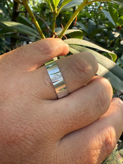 MOISSANITE Solitaire Diamond Cut Wedding Band Ring - 925 Silver