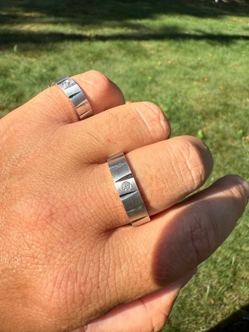 MOISSANITE Solitaire Diamond Cut Wedding Band Ring - 925 Silver