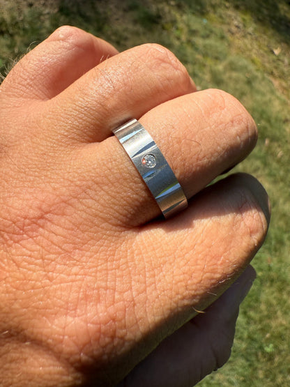 MOISSANITE Solitaire Diamond Cut Wedding Band Ring - 925 Silver