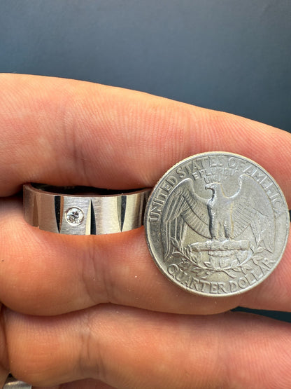 MOISSANITE Solitaire Diamond Cut Wedding Band Ring - 925 Silver