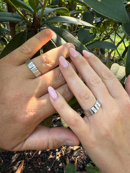 MOISSANITE Solitaire Diamond Cut Wedding Band Ring - 925 Silver