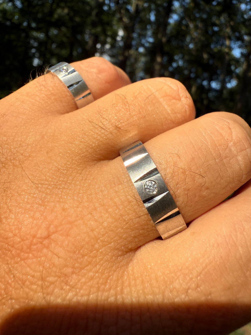 MOISSANITE Solitaire Diamond Cut Wedding Band Ring - 925 Silver