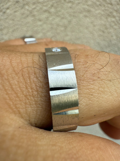 MOISSANITE Solitaire Diamond Cut Wedding Band Ring - 925 Silver