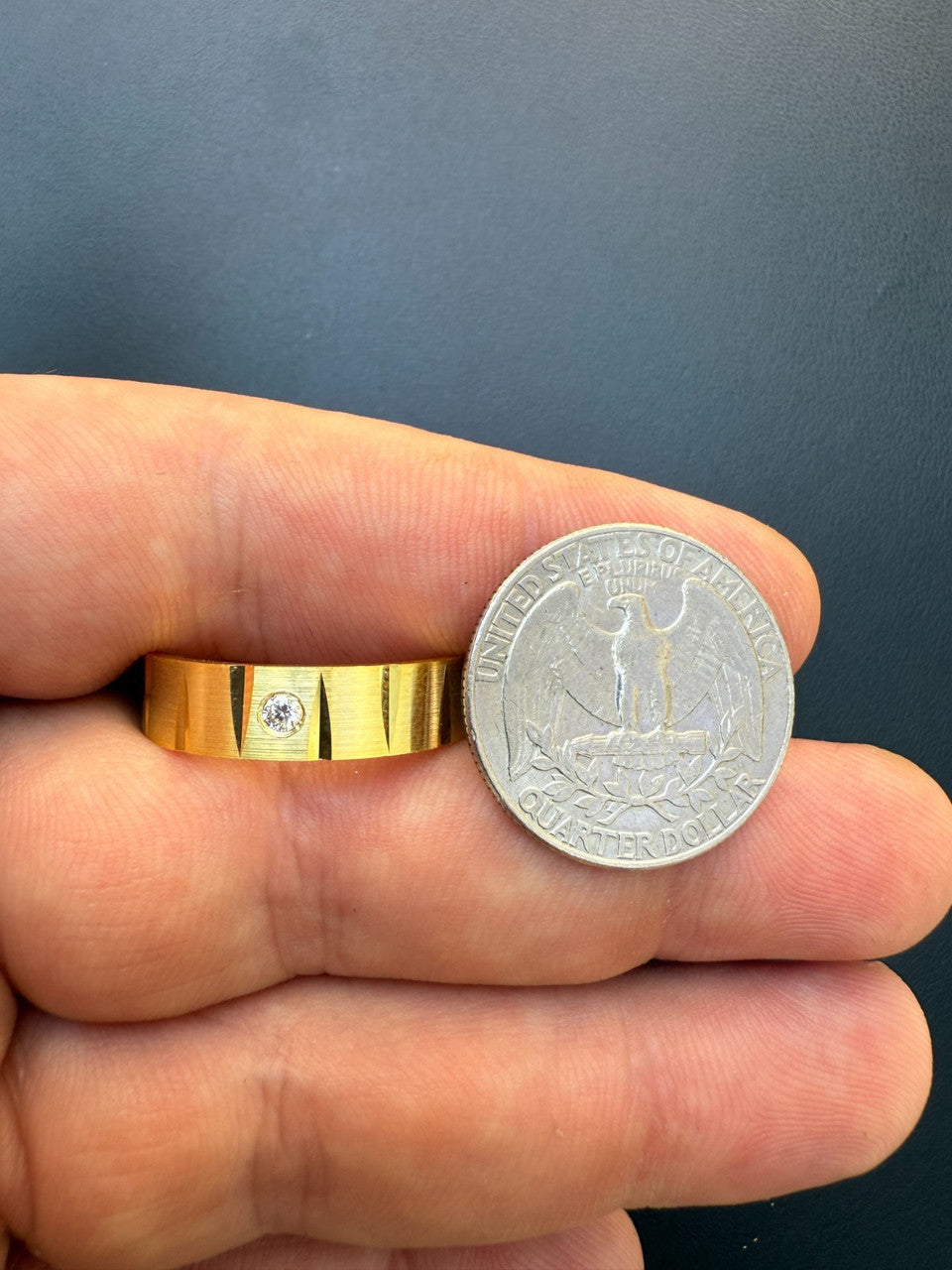 MOISSANITE Solitaire Diamond Cut Wedding Band Ring - 14k Gold Vermeil 925 Silver