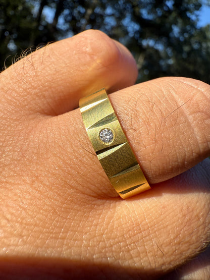 MOISSANITE Solitaire Diamond Cut Wedding Band Ring - 14k Gold Vermeil 925 Silver