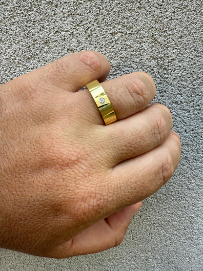 MOISSANITE Solitaire Diamond Cut Wedding Band Ring - 14k Gold Vermeil 925 Silver