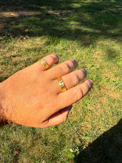 MOISSANITE Solitaire Diamond Cut Wedding Band Ring - 14k Gold Vermeil 925 Silver