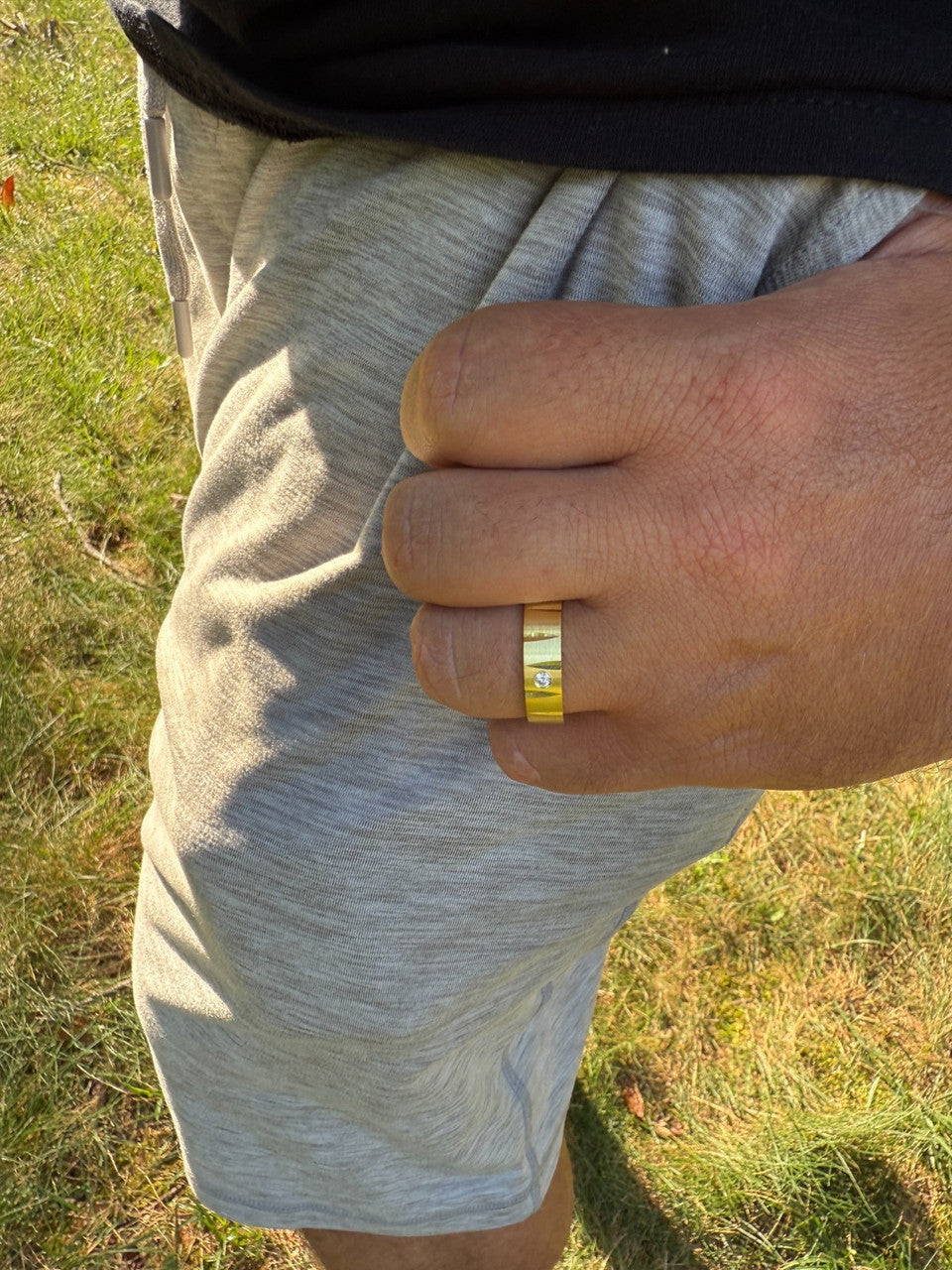 MOISSANITE Solitaire Diamond Cut Wedding Band Ring - 14k Gold Vermeil 925 Silver