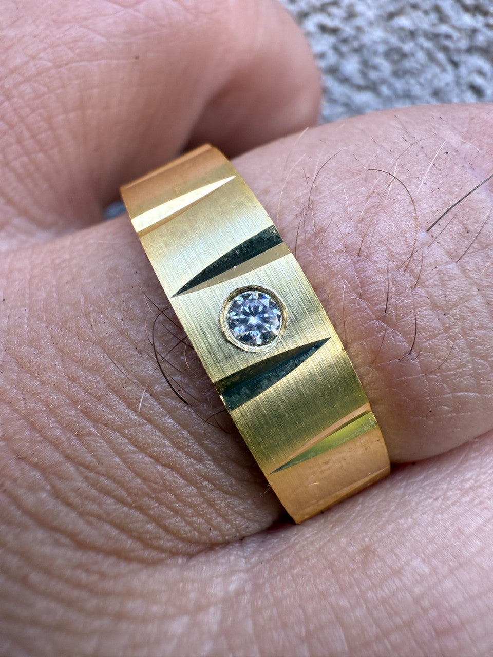 MOISSANITE Solitaire Diamond Cut Wedding Band Ring - 14k Gold Vermeil 925 Silver