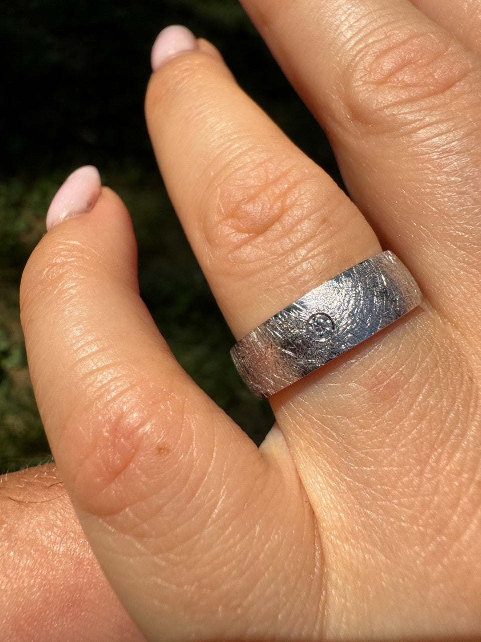 MOISSANITE Solitaire Scraped Brushed Wedding Band Ring - 925 Silver