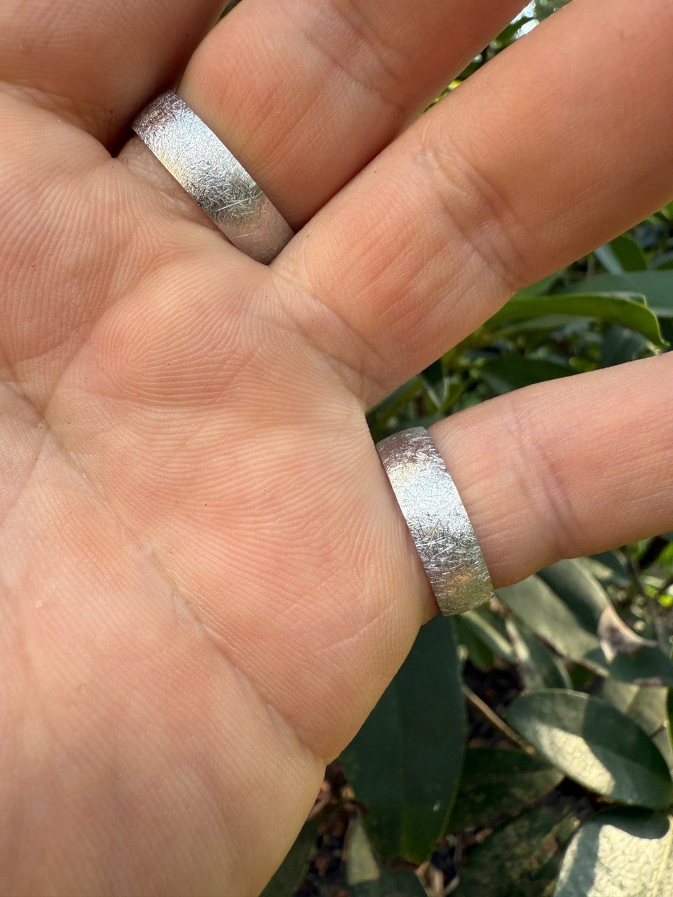 MOISSANITE Solitaire Scraped Brushed Wedding Band Ring - 925 Silver