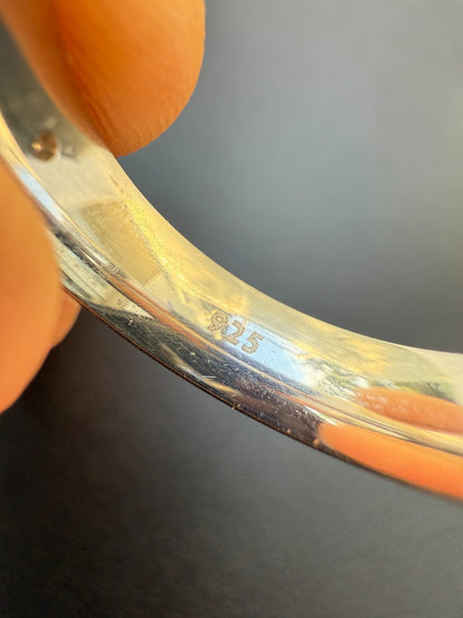 MOISSANITE Solitaire Scraped Brushed Wedding Band Ring - 925 Silver