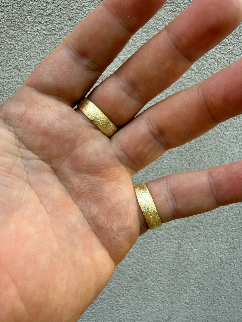 MOISSANITE Solitaire Scraped Brushed Wedding Band Ring - 14k Gold Vermeil 925 Silver