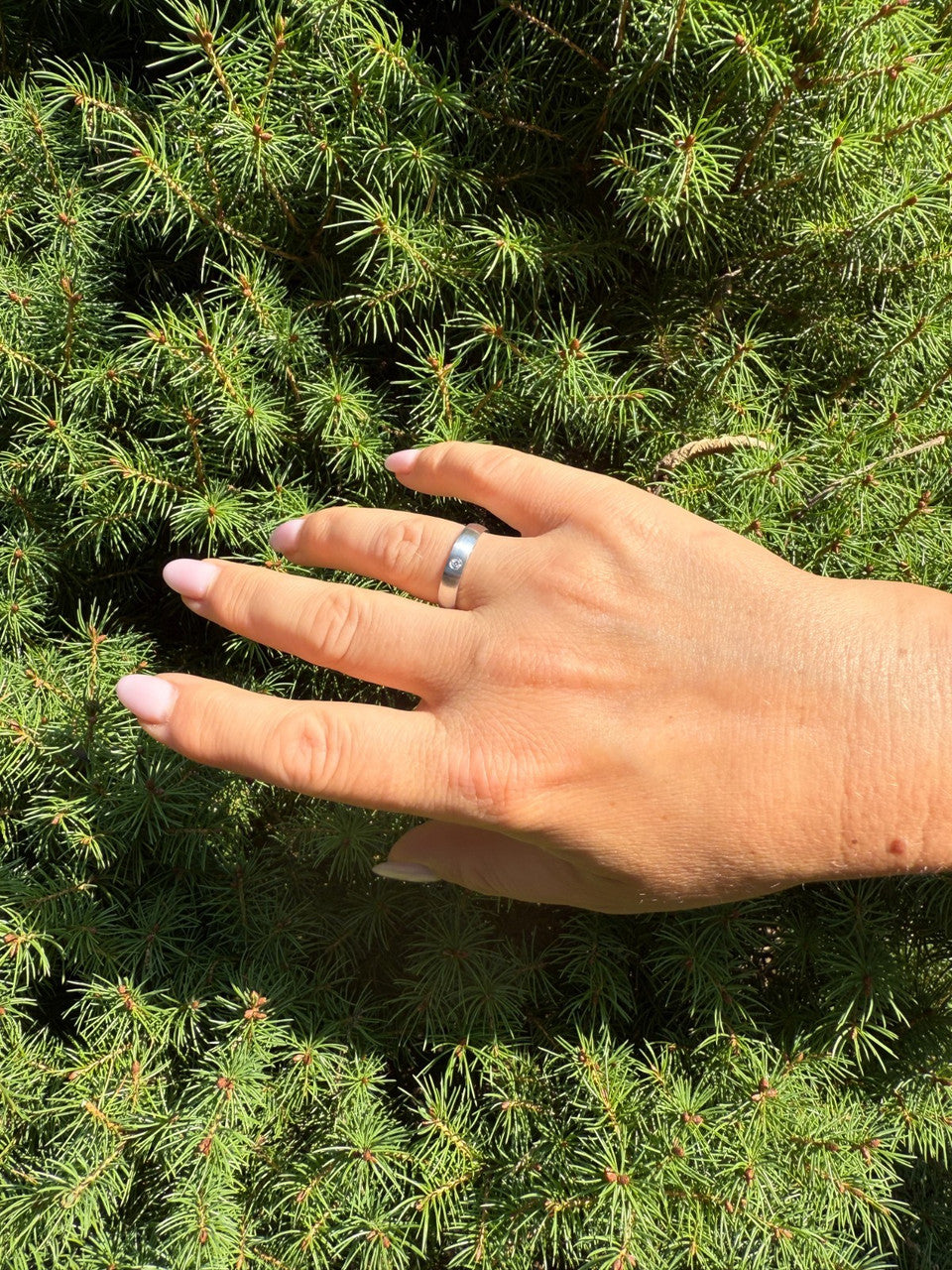 MOISSANITE Solitaire Matte Wedding Band Ring - 925 Silver