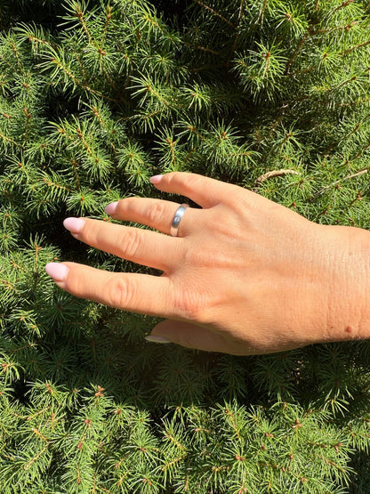 MOISSANITE Solitaire Matte Wedding Band Ring - 925 Silver