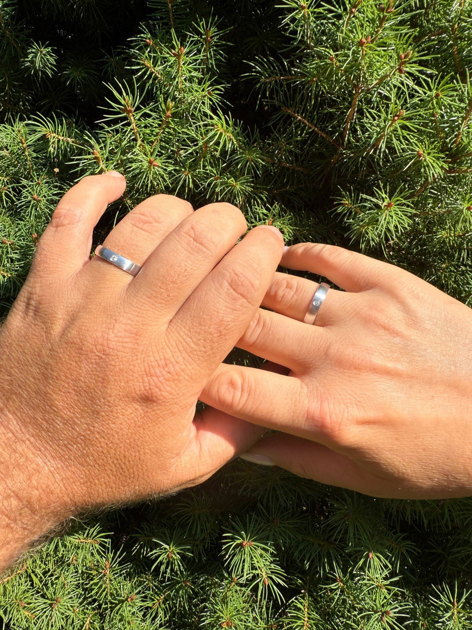 MOISSANITE Solitaire Matte Wedding Band Ring - 925 Silver