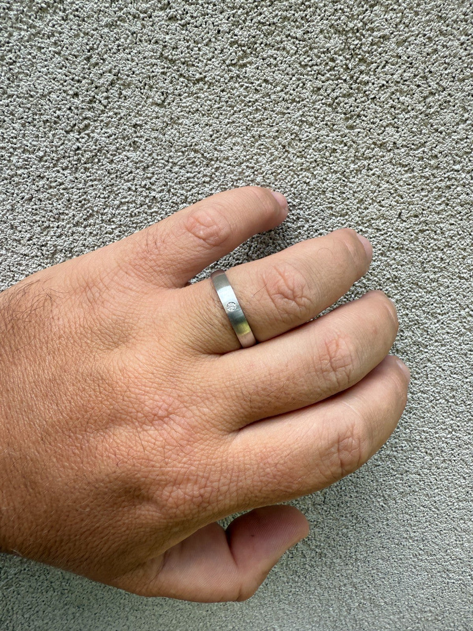 MOISSANITE Solitaire Matte Wedding Band Ring - 925 Silver