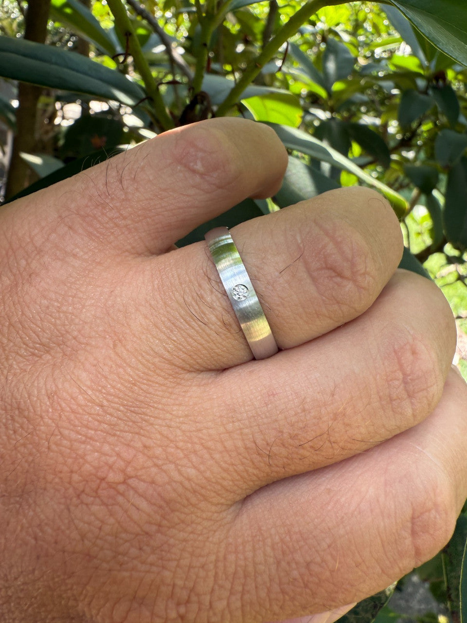 MOISSANITE Solitaire Matte Wedding Band Ring - 925 Silver