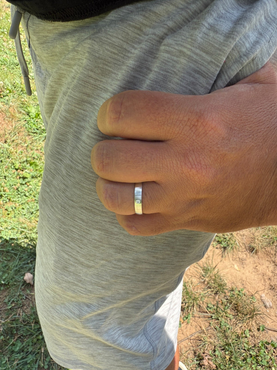 MOISSANITE Solitaire Matte Wedding Band Ring - 925 Silver