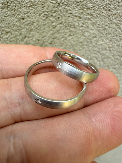 MOISSANITE Solitaire Matte Wedding Band Ring - 925 Silver