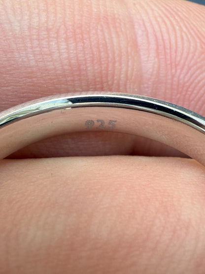 MOISSANITE Solitaire Matte Wedding Band Ring - 925 Silver