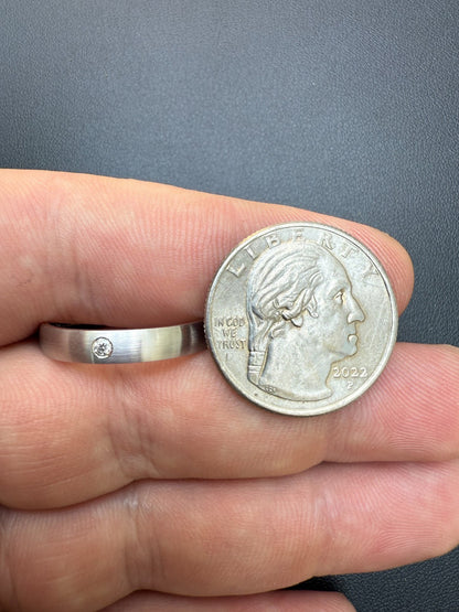 MOISSANITE Solitaire Matte Wedding Band Ring - 925 Silver