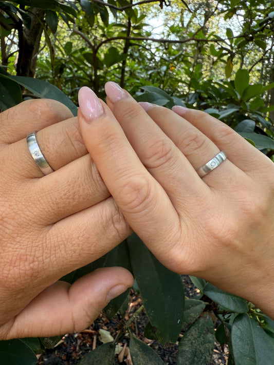 MOISSANITE Solitaire Matte Wedding Band Ring - 925 Silver