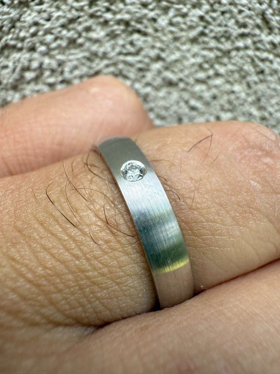 MOISSANITE Solitaire Matte Wedding Band Ring - 925 Silver