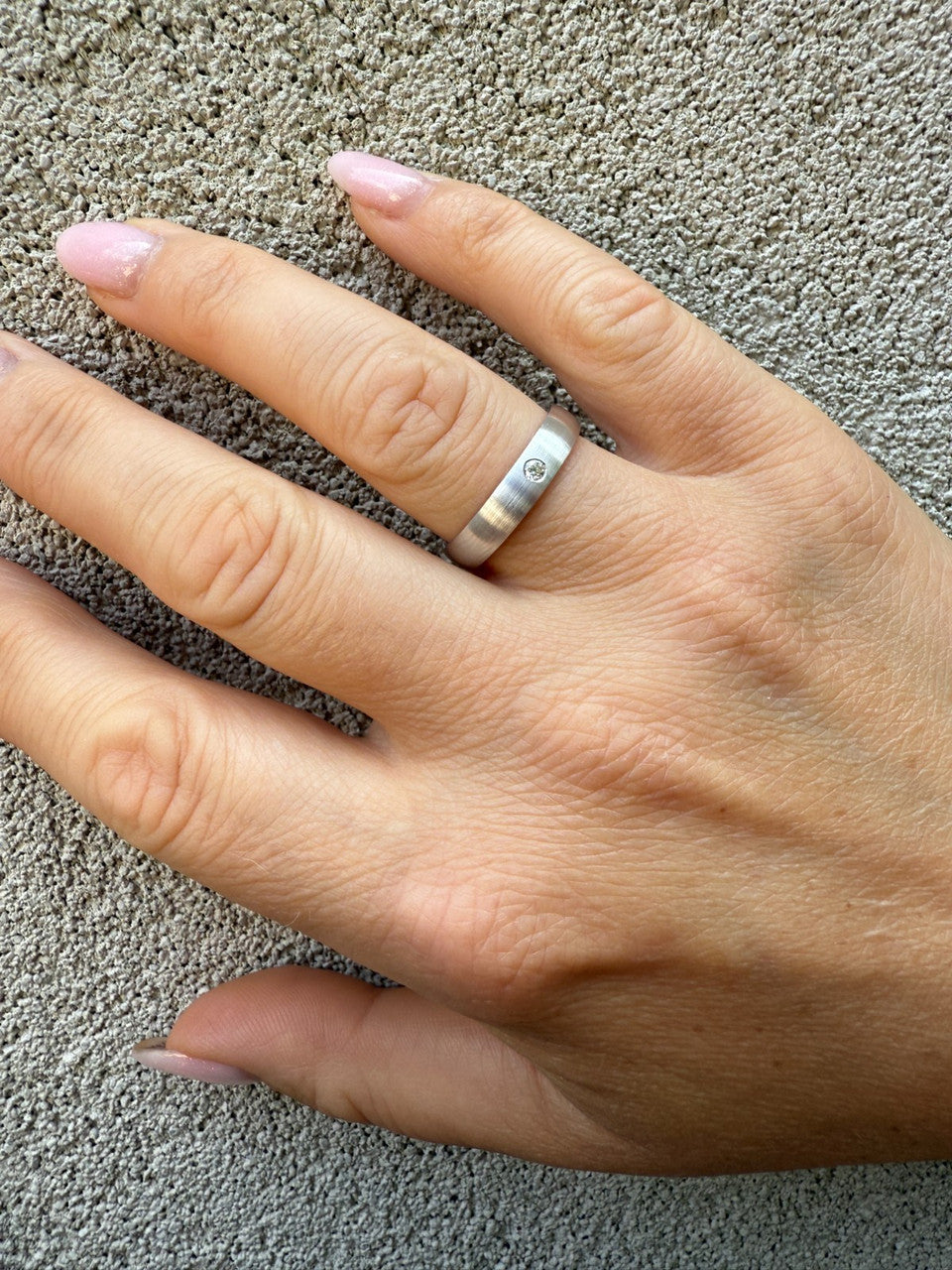 MOISSANITE Solitaire Matte Wedding Band Ring - 925 Silver