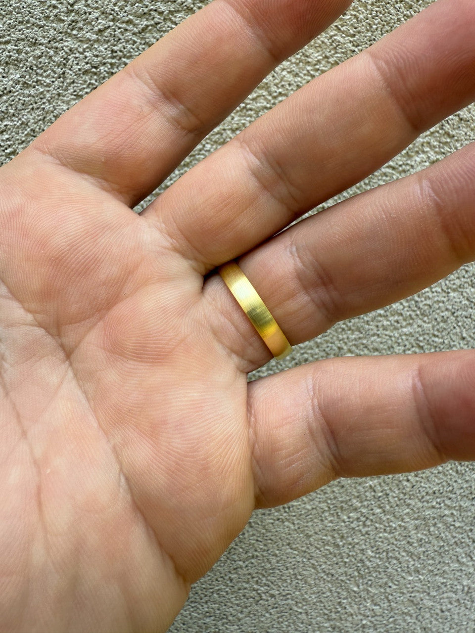 MOISSANITE Solitaire Matte Wedding Band Ring - 14k Gold Vermeil 925 Silver