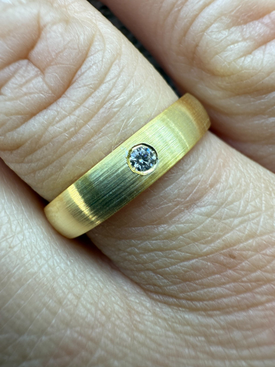 MOISSANITE Solitaire Matte Wedding Band Ring - 14k Gold Vermeil 925 Silver