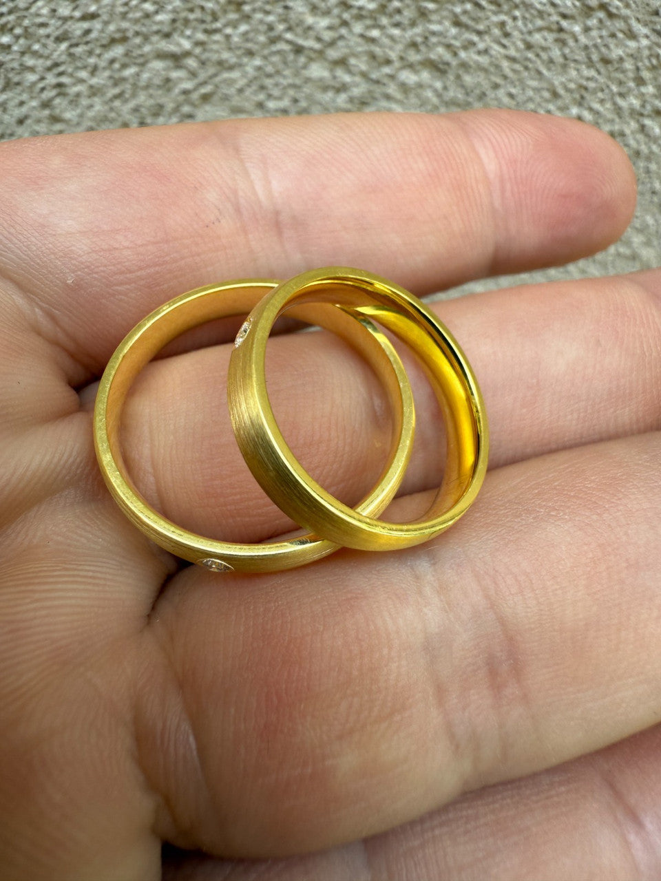 MOISSANITE Solitaire Matte Wedding Band Ring - 14k Gold Vermeil 925 Silver