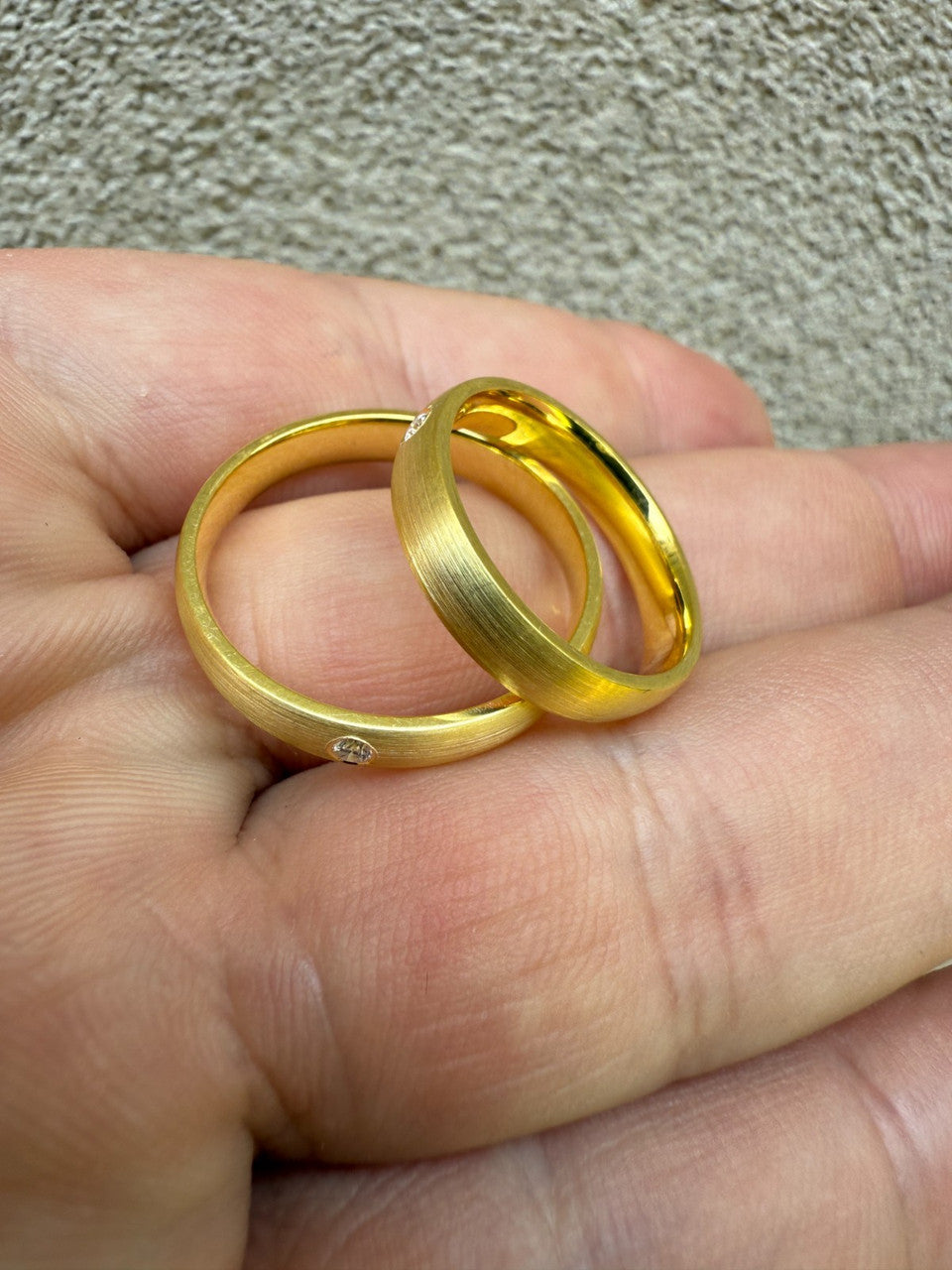 MOISSANITE Solitaire Matte Wedding Band Ring - 14k Gold Vermeil 925 Silver