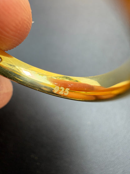 MOISSANITE Solitaire Matte Wedding Band Ring - 14k Gold Vermeil 925 Silver