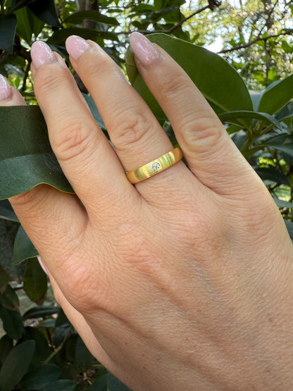 MOISSANITE Solitaire Matte Wedding Band Ring - 14k Gold Vermeil 925 Silver