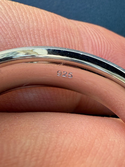 Heartbeat Pulse Wedding Band Ring - 925 Silver - Plain