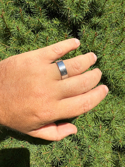 Heartbeat Pulse Wedding Band Ring - 925 Silver - Plain