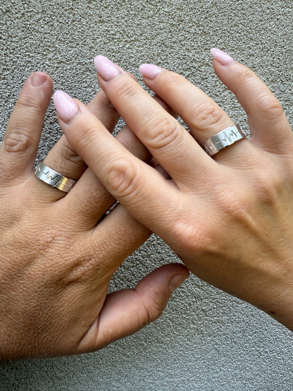 Heartbeat Pulse Wedding Band Ring - 925 Silver - Plain