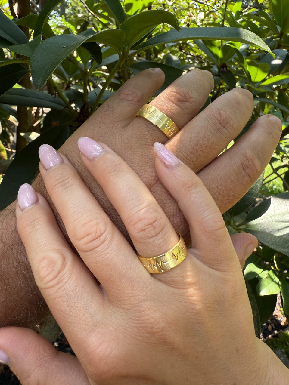 Heartbeat Pulse Wedding Band Ring - 14k Gold Vermeil 925 Silver - Plain
