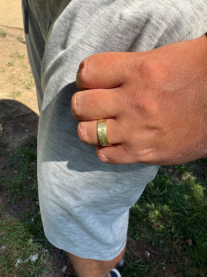 Heartbeat Pulse Wedding Band Ring - 14k Gold Vermeil 925 Silver - Plain