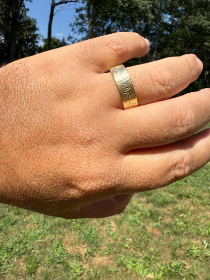 Heartbeat Pulse Wedding Band Ring - 14k Gold Vermeil 925 Silver - Plain