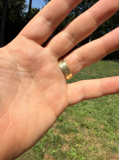 Heartbeat Pulse Wedding Band Ring - 14k Gold Vermeil 925 Silver - Plain