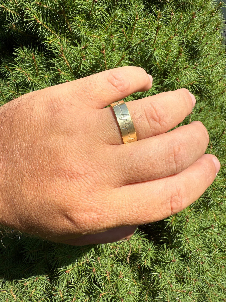 Heartbeat Pulse Wedding Band Ring - 14k Gold Vermeil 925 Silver - Plain